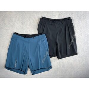 Salomon Sense Aero Mens Running Shorts LOT of Two Size Small 7" Black Blue